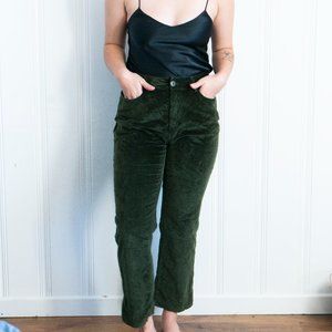 Vintage High Rise Green Corduroy Pants Size US Petite 8